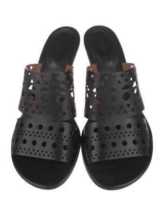 Alaïa Leather Lasercut Accents Slides