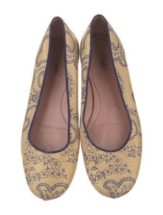Alaïa Raffia Printed Ballet Flats