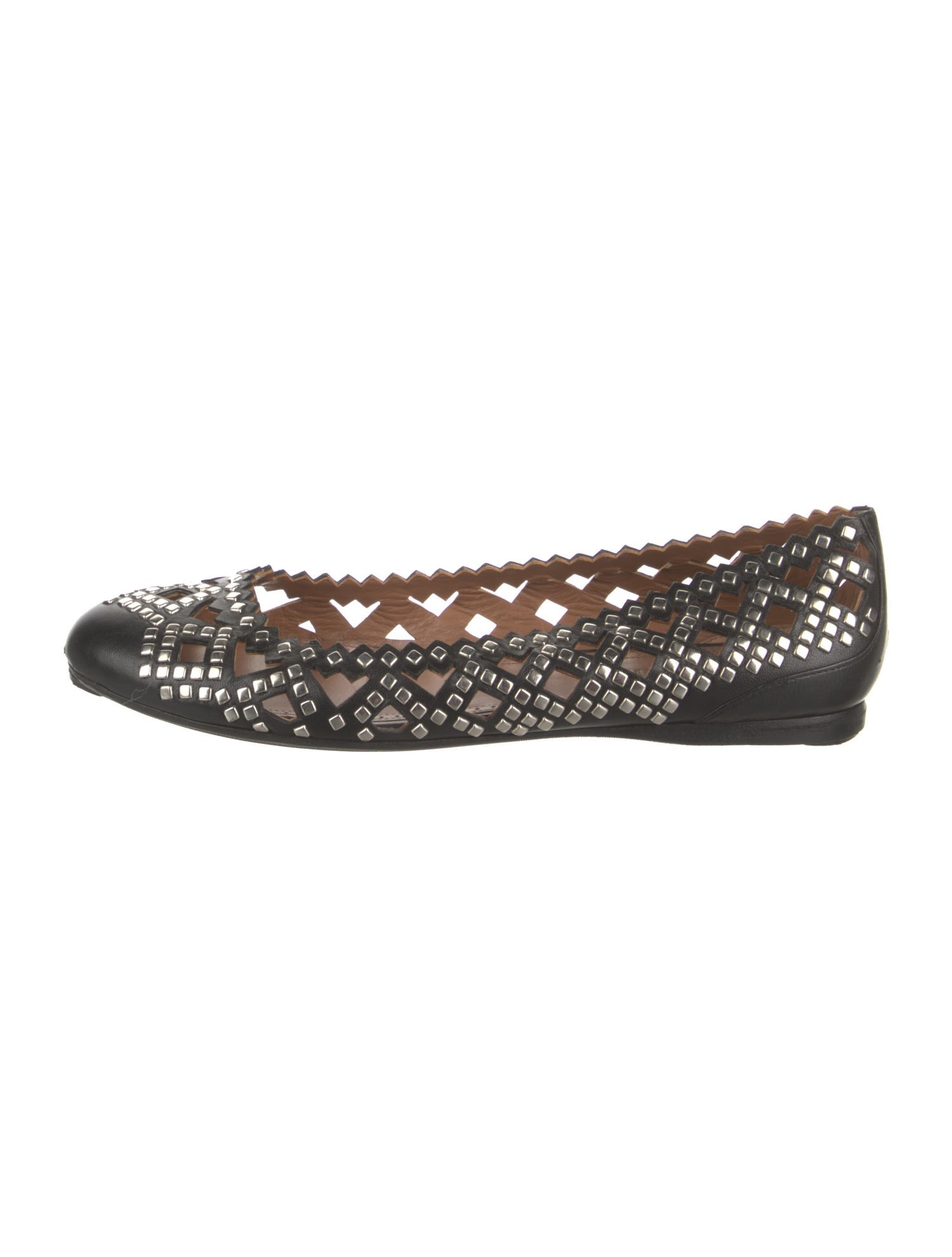 Alaïa Leather Cutout Accent Ballet Flats