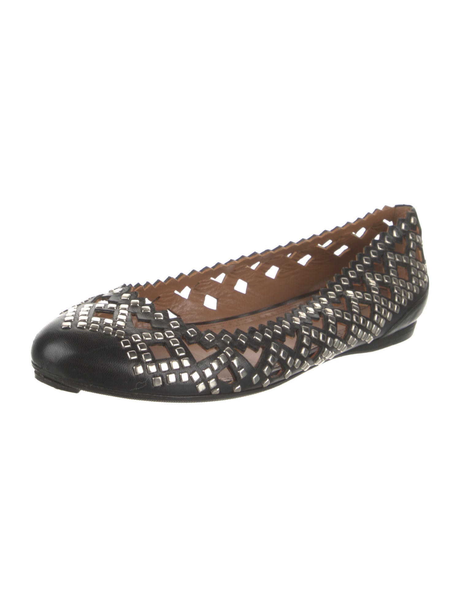 Alaïa Leather Cutout Accent Ballet Flats