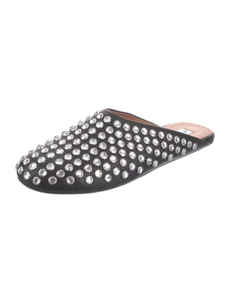 Alaïa Leather Crystal Embellishments Mules
