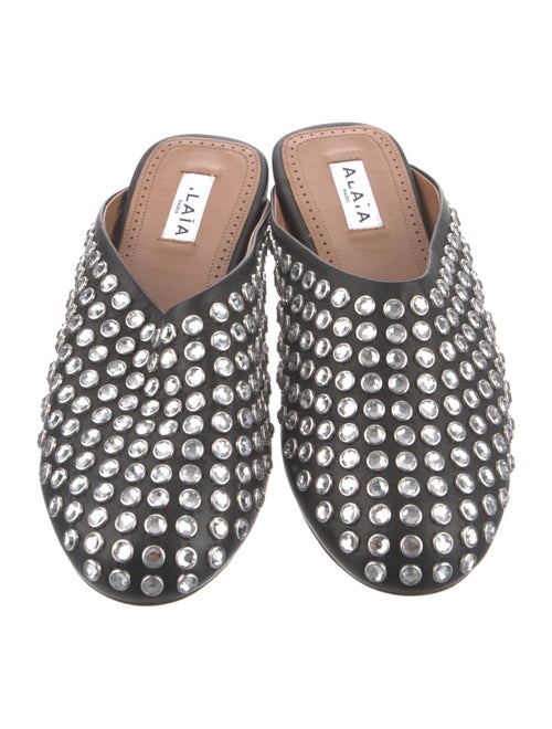 Alaïa Leather Crystal Embellishments Mules