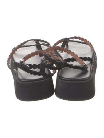 Alaïa Suede Scalloped Accent T-Strap Sandals