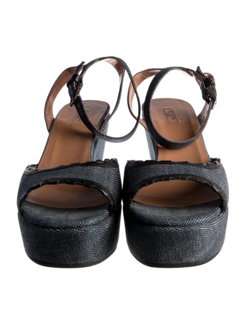 Alaïa Denim Leather Trim Embellishment Espadrilles