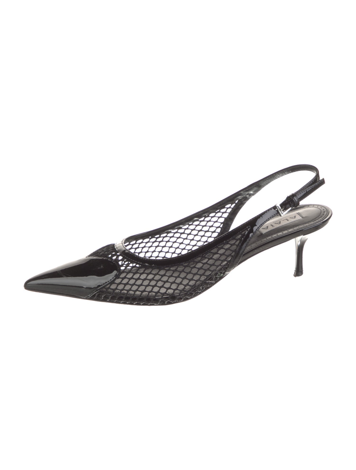 Alaïa Mesh Leather Trim Embellishment Slingback Pumps