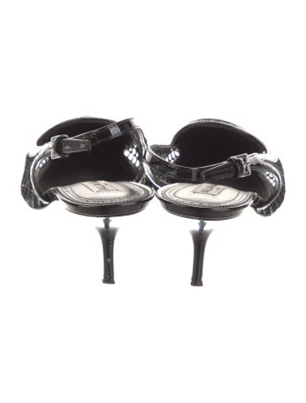 Alaïa Mesh Leather Trim Embellishment Slingback Pumps