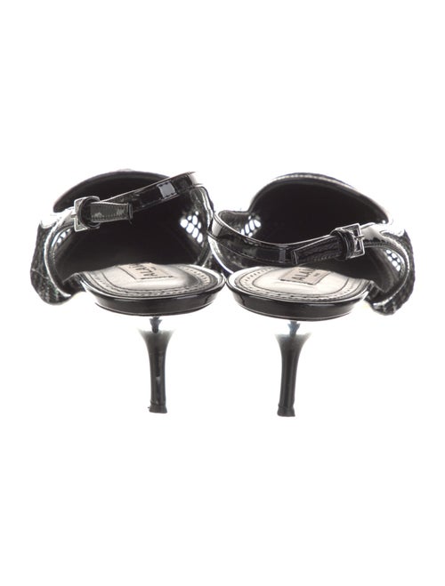 Alaïa Mesh Leather Trim Embellishment Slingback Pumps