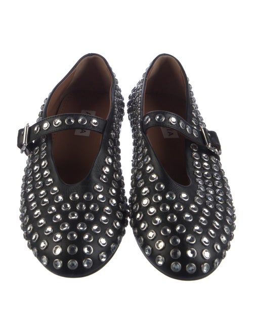 Alaïa Leather Crystal Embellishments Mary Jane Flats