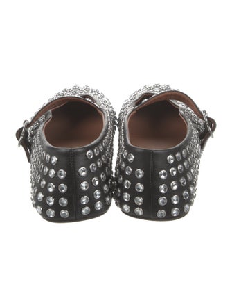 Alaïa Leather Crystal Embellishments Mary Jane Flats