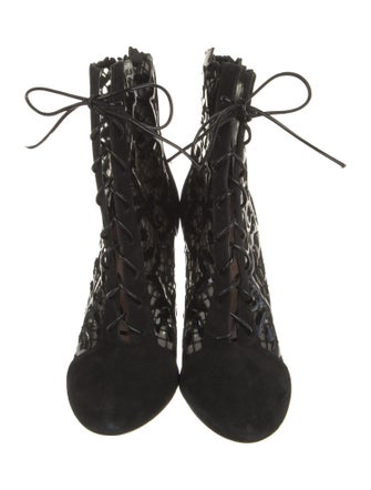 Alaïa Mesh Printed Lace-Up Boots