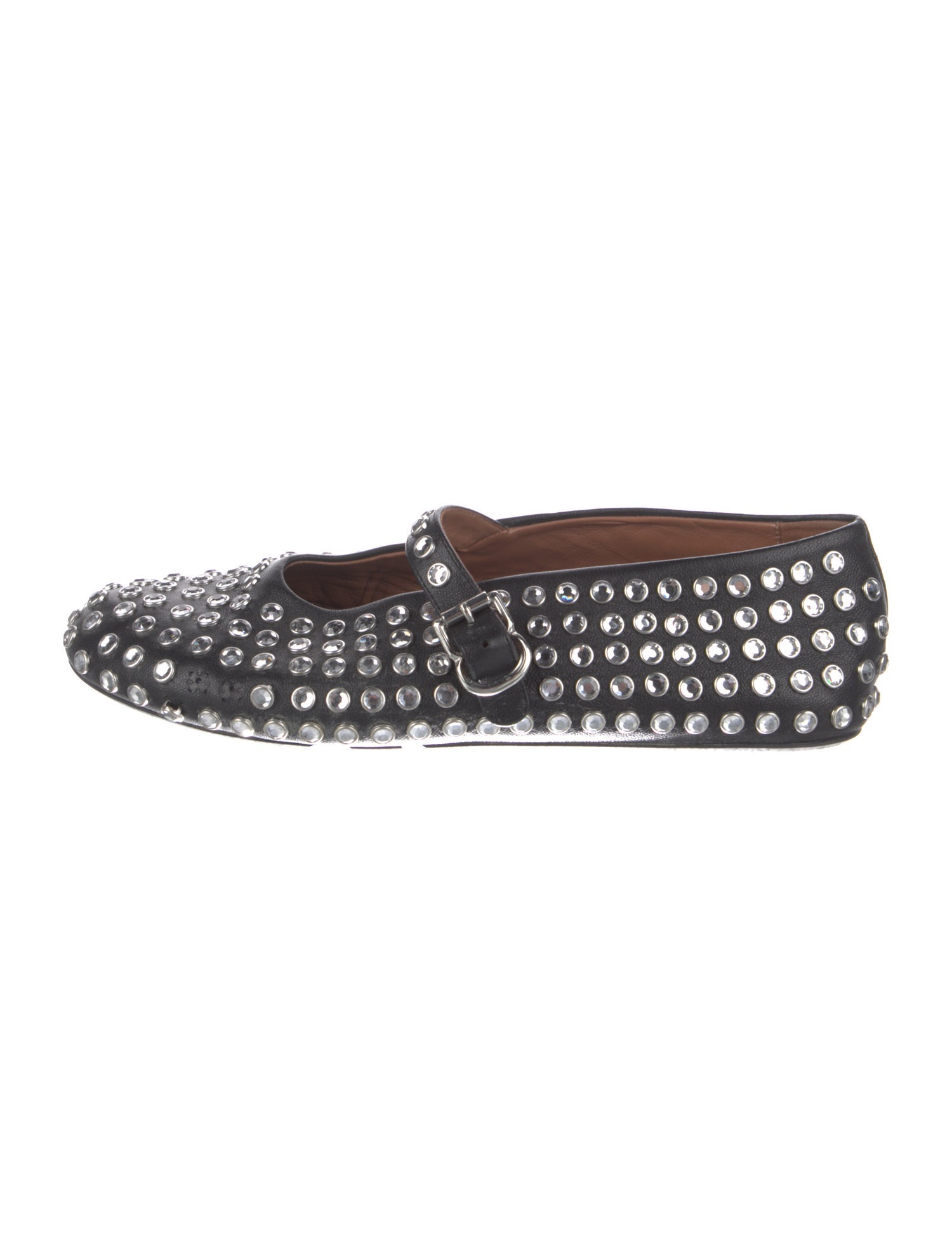 Alaïa Leather Crystal Embellishments Mary Jane Flats