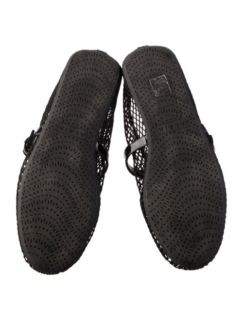 Alaïa Mesh Leather Trim Embellishment Mary Jane Flats