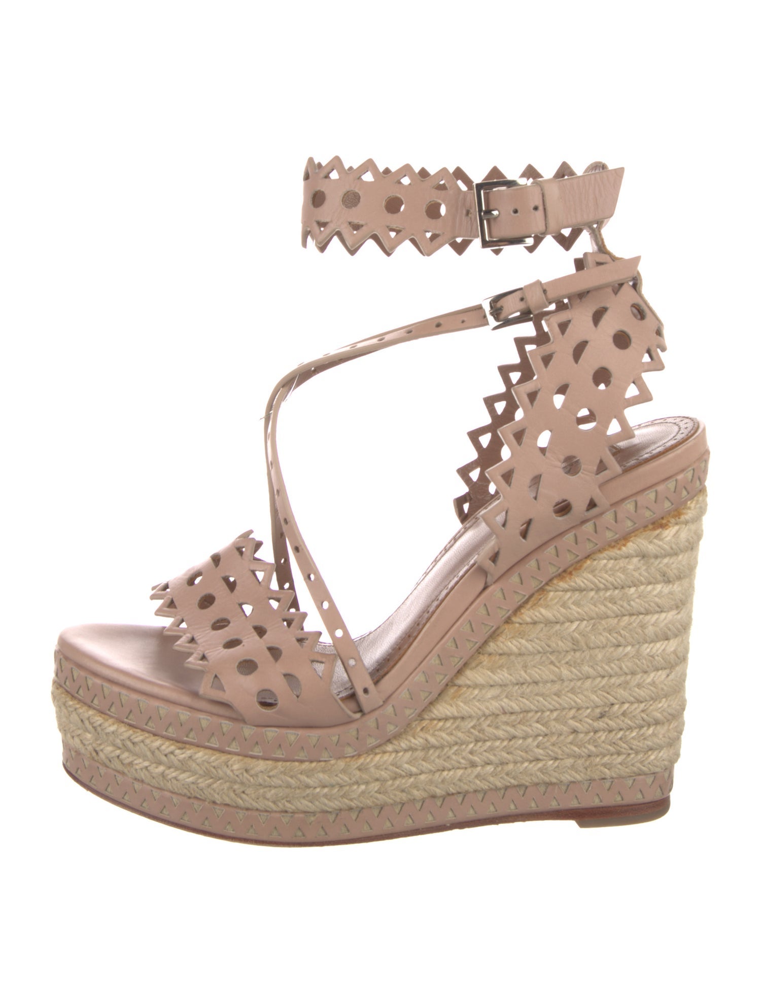 Alaïa Leather Lasercut Accents Espadrilles