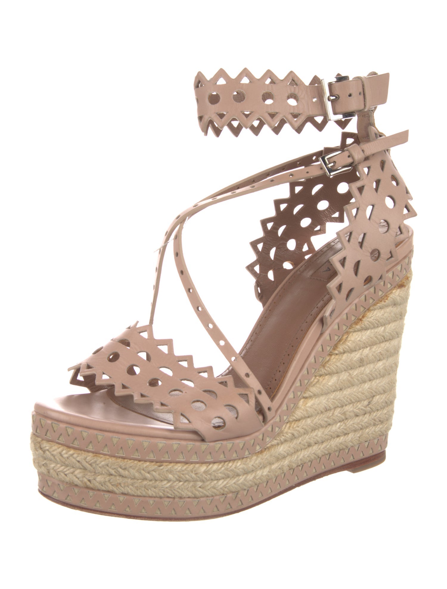 Alaïa Leather Lasercut Accents Espadrilles