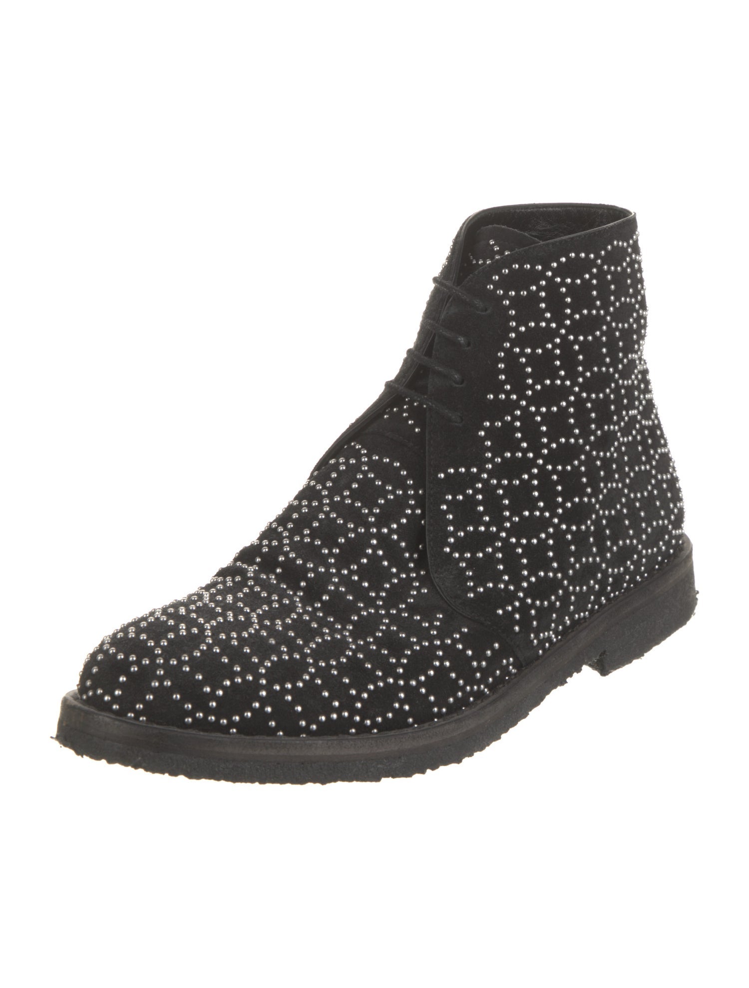 Alaïa Suede Studded Accents Lace-Up Boots