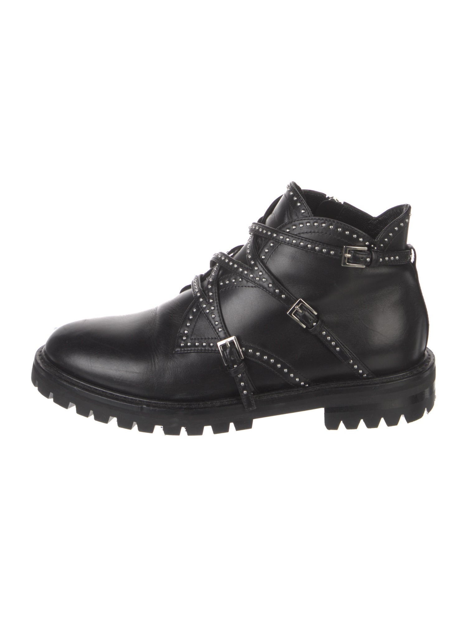 Alaïa Leather Studded Accents Combat Boots