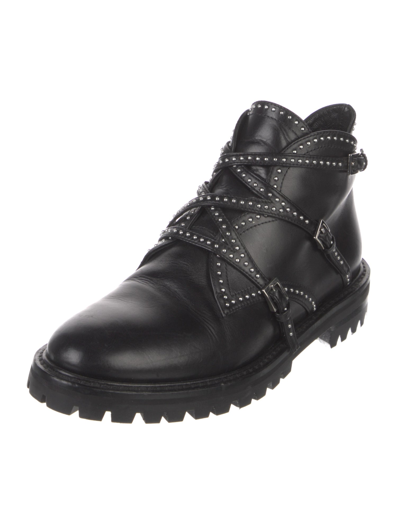 Alaïa Leather Studded Accents Combat Boots