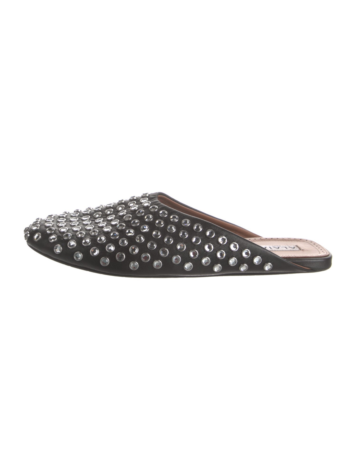 Alaïa Leather Crystal Embellishments Mules