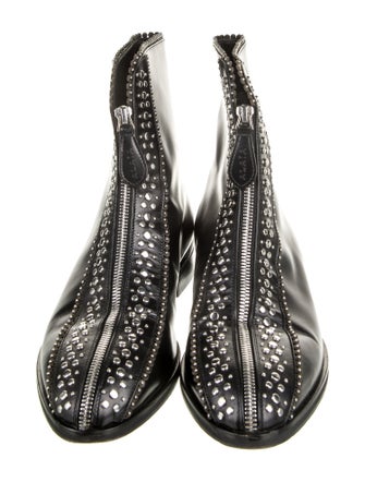 Alaïa Leather Studded Accents Combat Boots