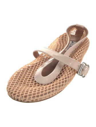 Alaïa Mesh Leather Trim Embellishment Ballet Flats