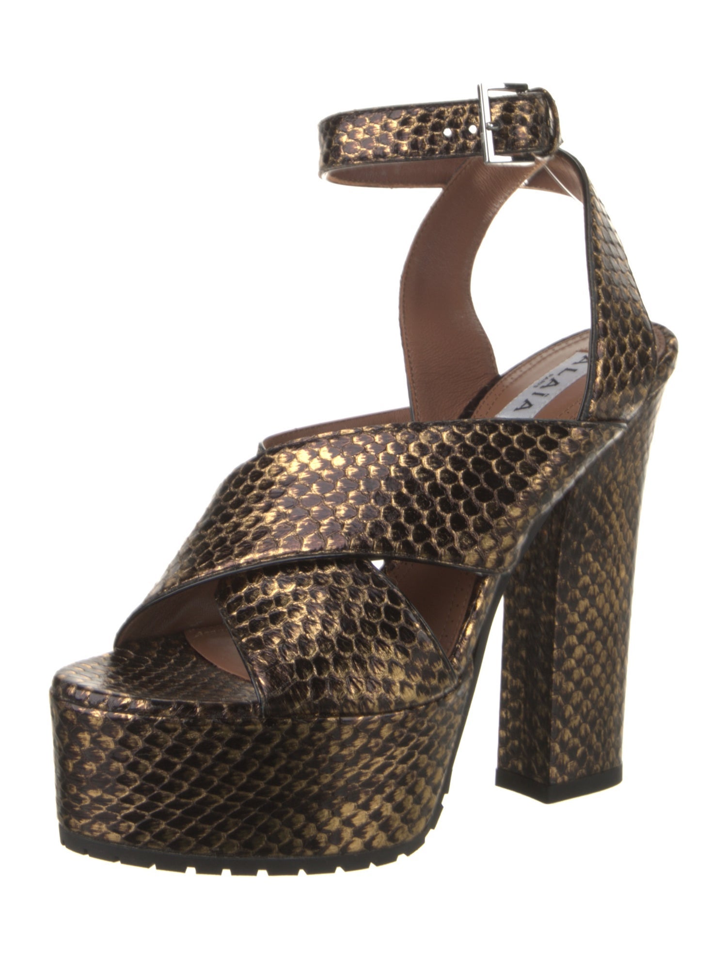 Alaïa Leather Animal Print Sandals