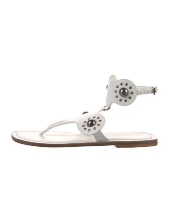 Alaïa Leather Studded Accents T-Strap Sandals