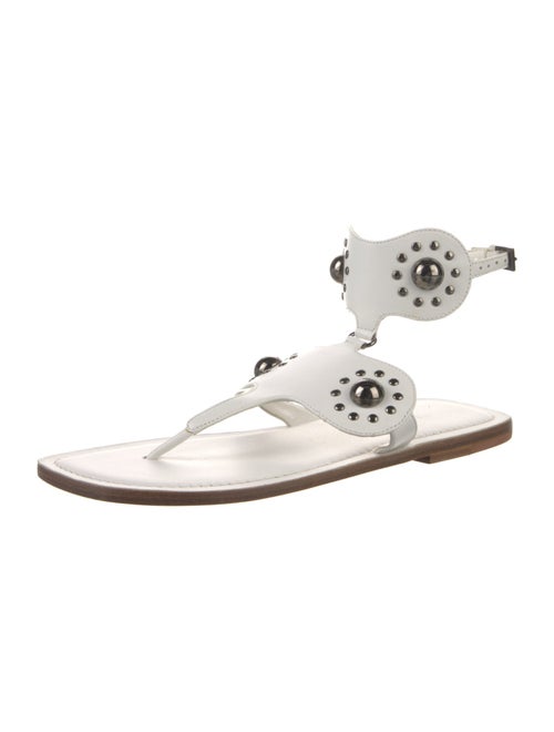 Alaïa Leather Studded Accents T-Strap Sandals