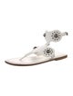 Alaïa Leather Studded Accents T-Strap Sandals