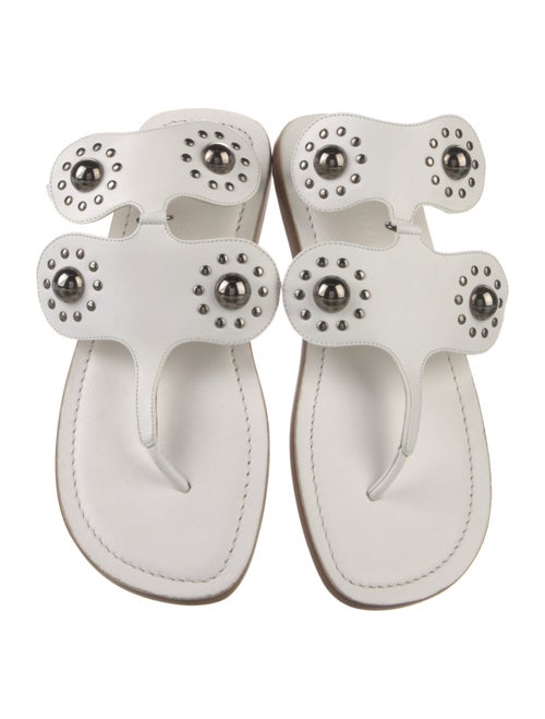 Alaïa Leather Studded Accents T-Strap Sandals