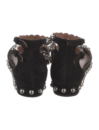 Alaïa Suede Studded Accents T-Strap Sandals