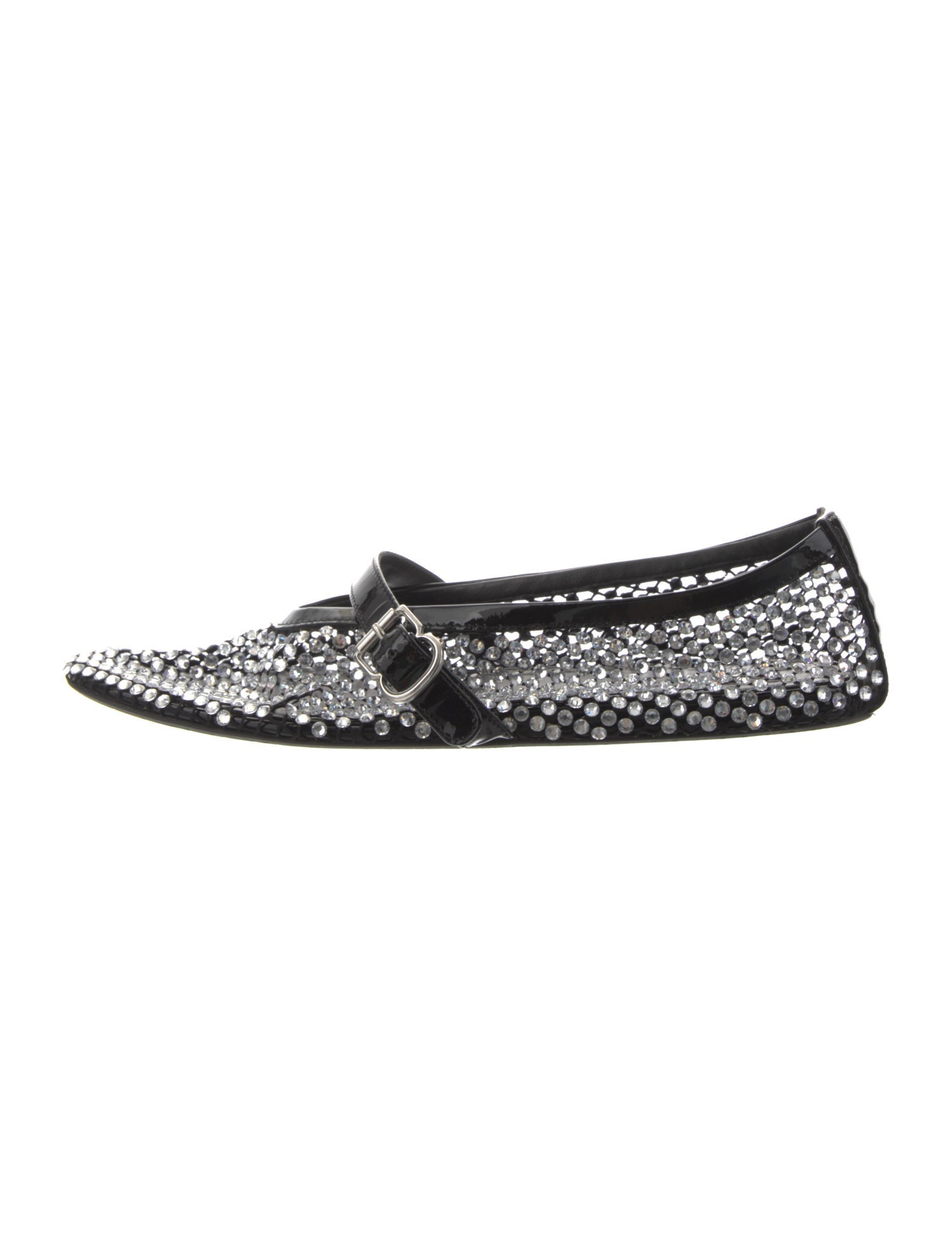 Alaïa Patent Leather Crystal Embellishments Mary Jane Flats