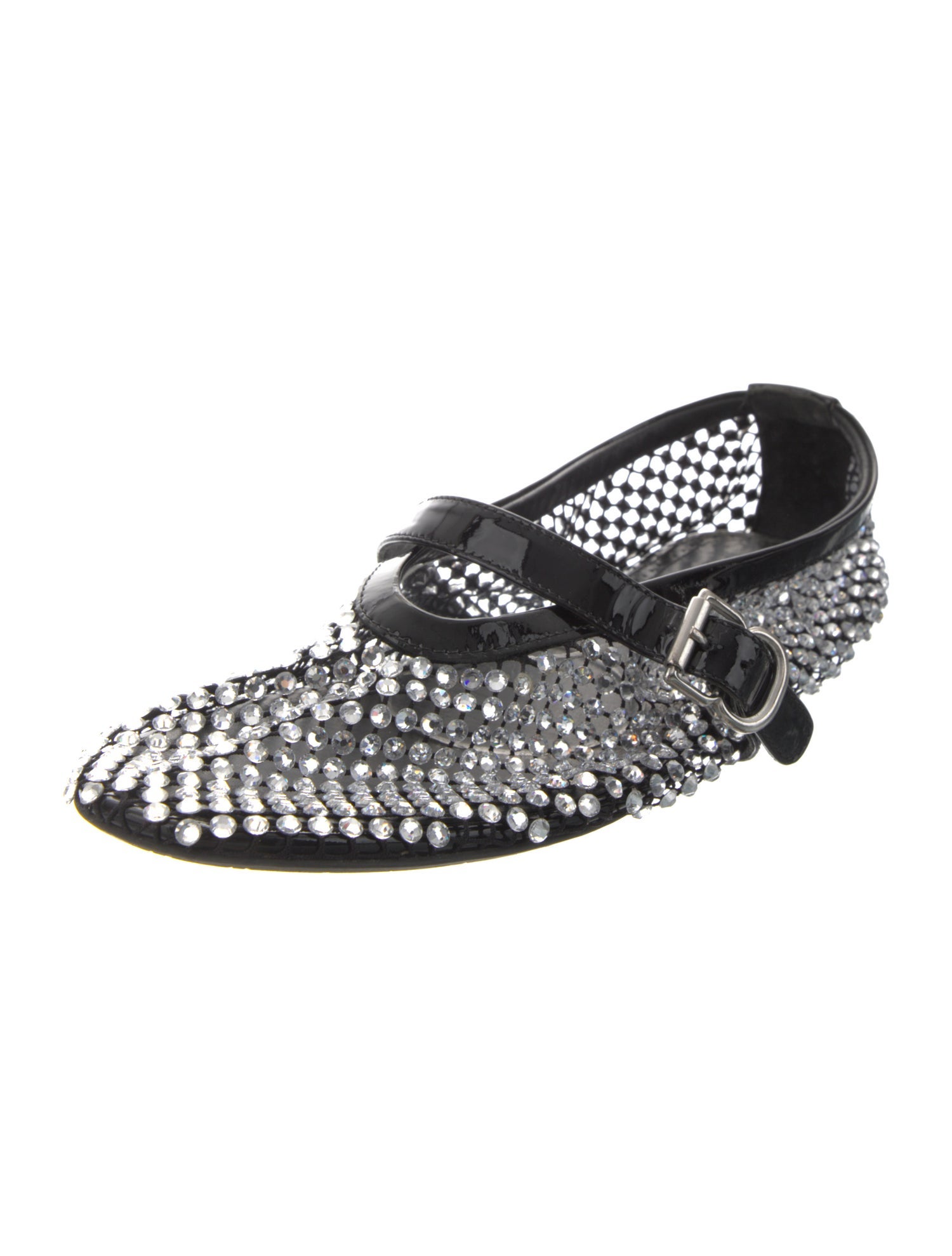 Alaïa Patent Leather Crystal Embellishments Mary Jane Flats