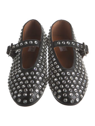 Alaïa Leather Crystal Embellishments Loafers