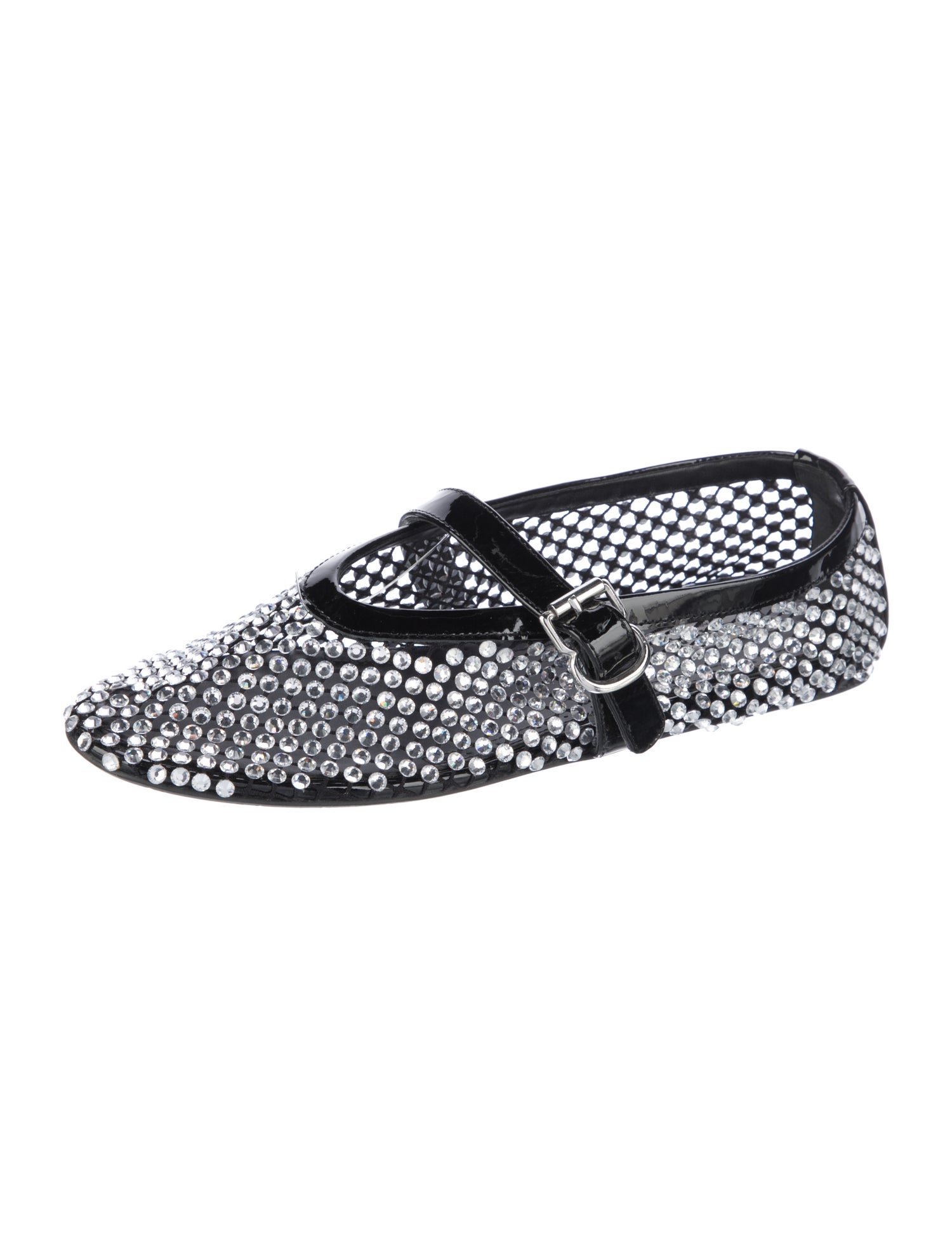 Alaïa Patent Leather Crystal Embellishments Mary Jane Flats