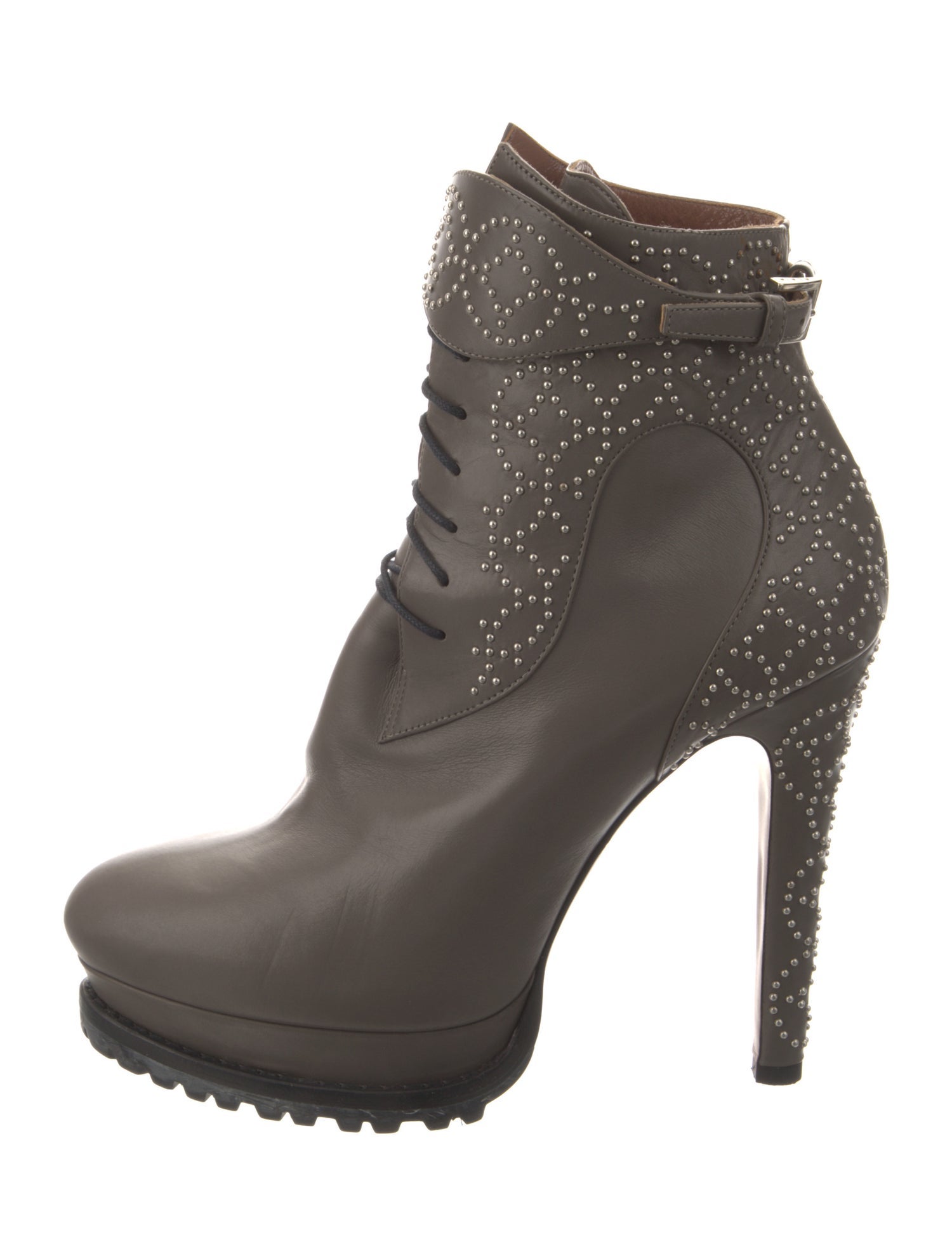 Alaïa Leather Studded Accents Combat Boots