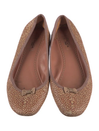 Alaïa Embossed Leather Printed Ballet Flats
