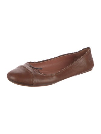 Alaïa Leather Bow Accents Ballet Flats