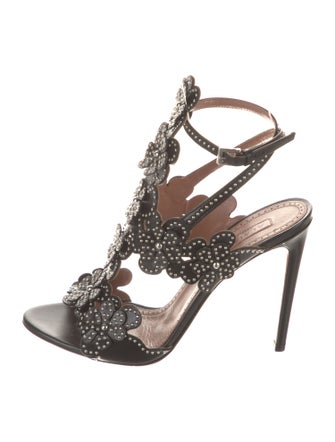 Alaïa Leather Studded Accents T-Strap Sandals