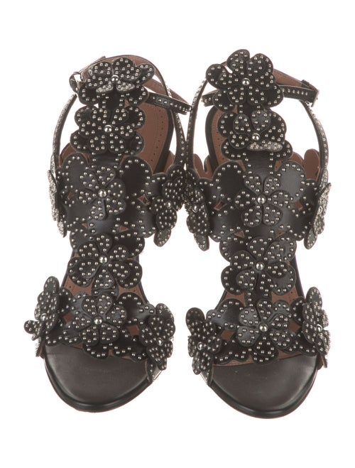 Alaïa Leather Studded Accents T-Strap Sandals
