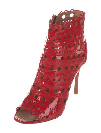 Alaïa Patent Leather Lasercut Accents Boots