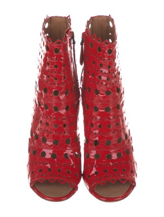 Alaïa Patent Leather Lasercut Accents Boots