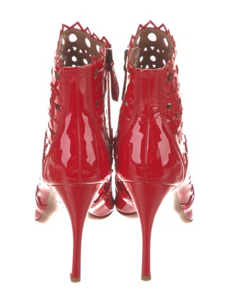 Alaïa Patent Leather Lasercut Accents Boots