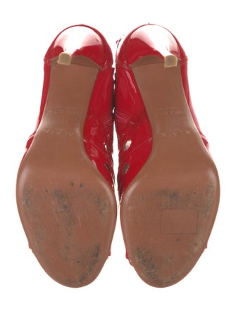 Alaïa Patent Leather Lasercut Accents Boots