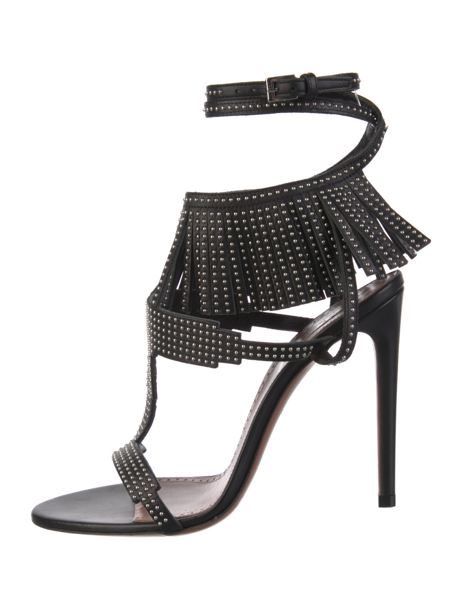 Alaïa Leather Studded Accents T-Strap Sandals