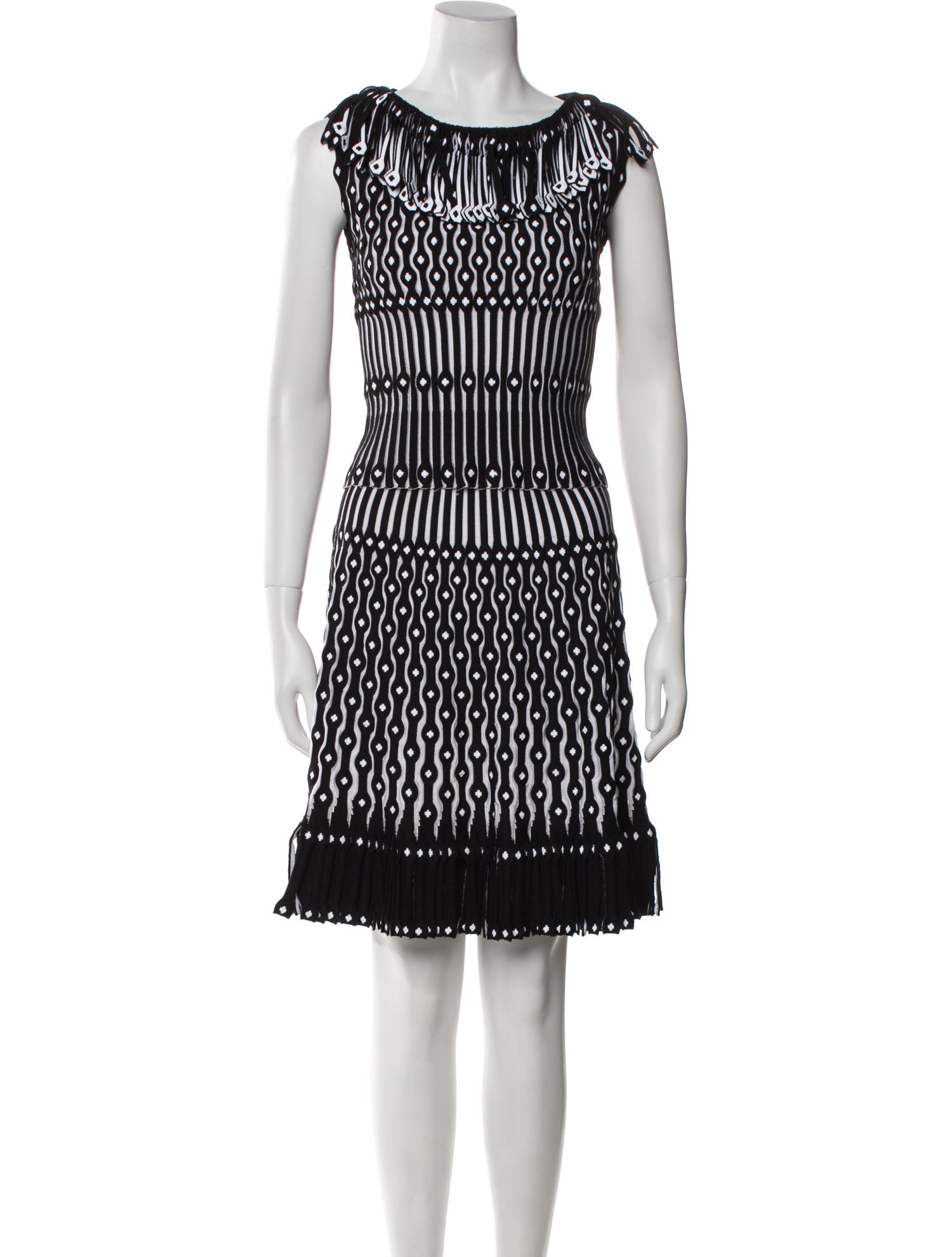 Alaïa Printed Fringe Trim Accent Skirt Set