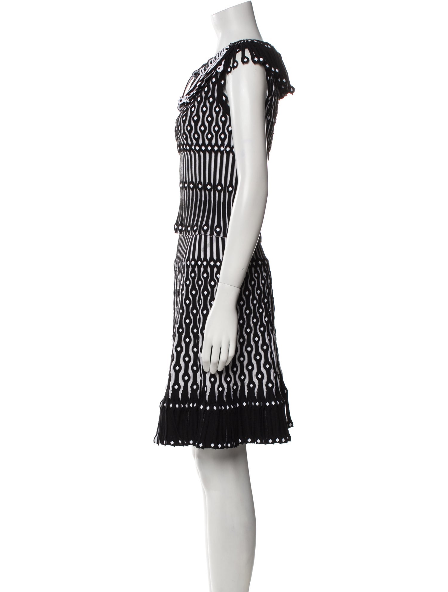 Alaïa Printed Fringe Trim Accent Skirt Set