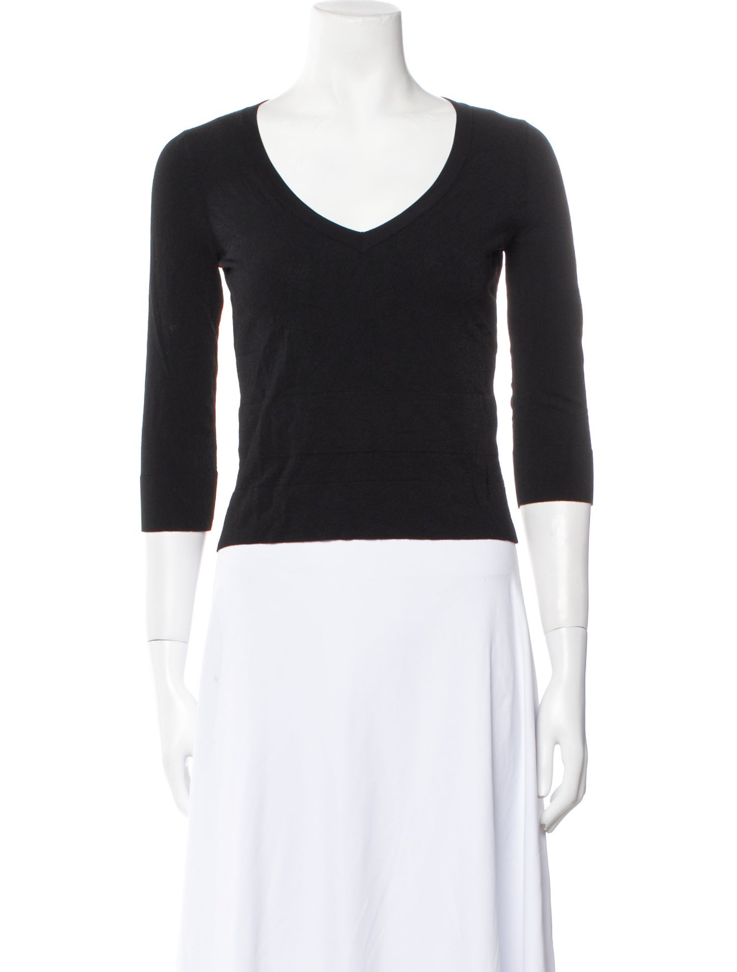 Alaïa V-Neck Three-Quarter Sleeve Top