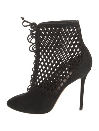 Alaïa Suede Eyelet Trim Lace-Up Boots