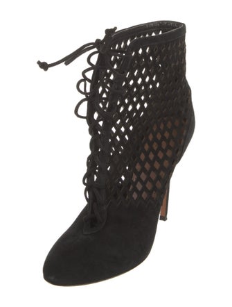 Alaïa Suede Eyelet Trim Lace-Up Boots