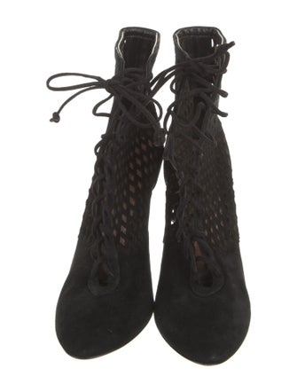Alaïa Suede Eyelet Trim Lace-Up Boots